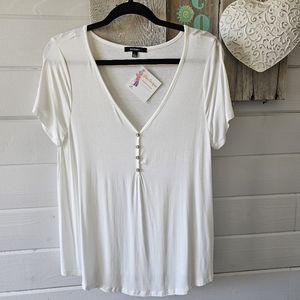 Cute White Tee with V-Neckline